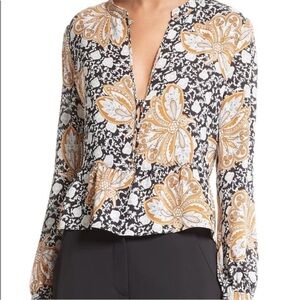 ALC silk peplum blouse shirt top peasant boho feminine